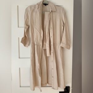 Cream Button-Up Midi Dress